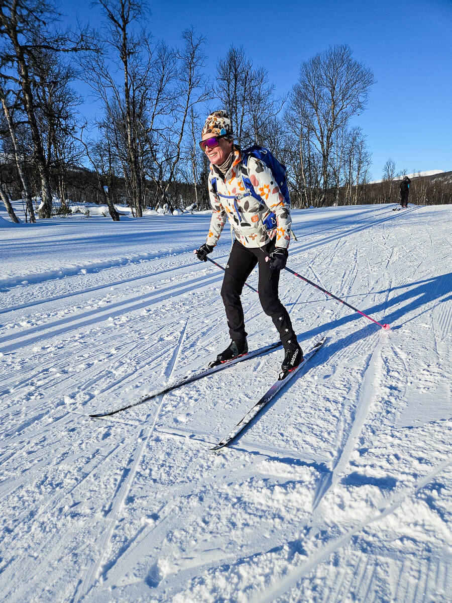 Person skiing on snowy landscape