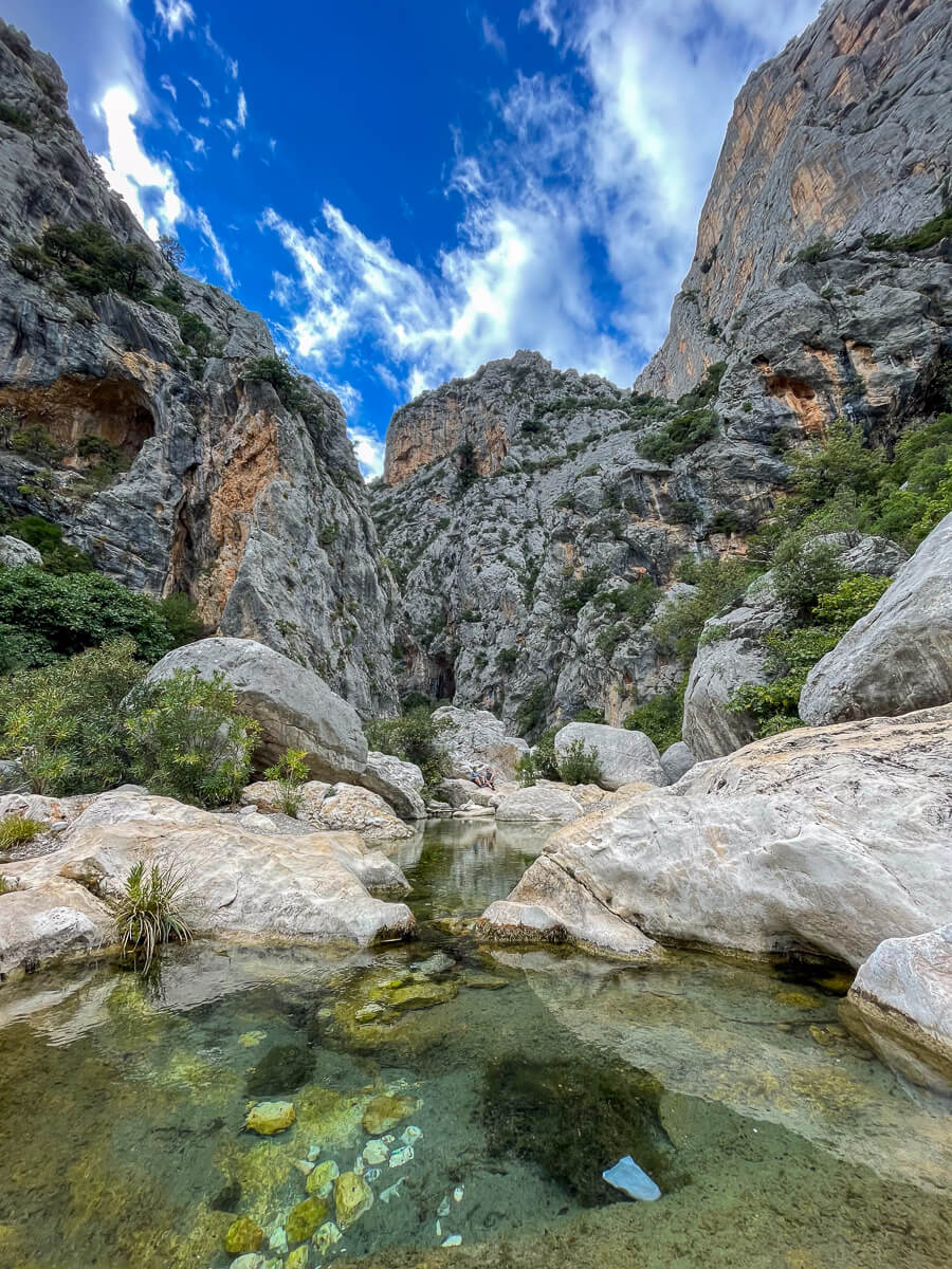 Clear stream and rocky gorge in East Sardinia, suitable for kayaking and hiking