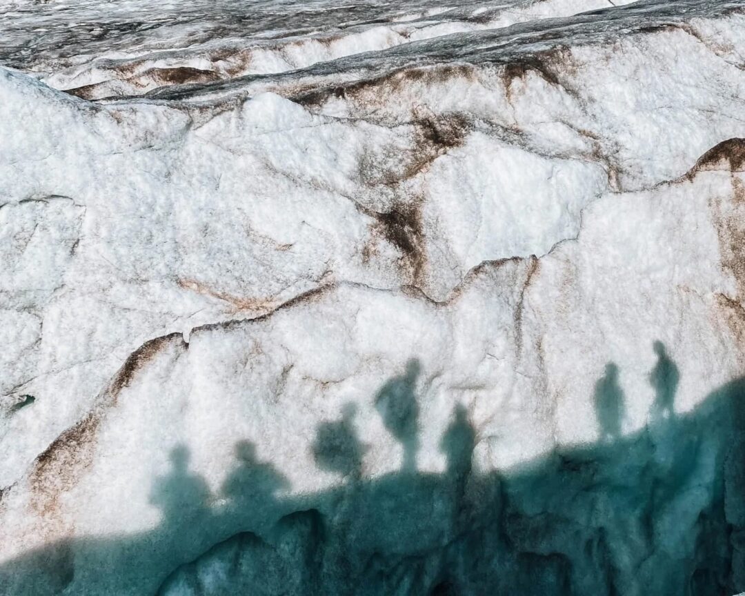 Glacier crevasses and icy water in the Arctic wilderness, Svalbard summer expedition landscape