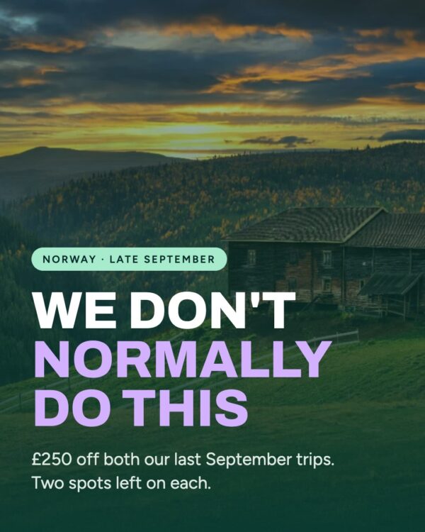Gutsy Girls Norway late September offer: £250 off, two spots left on beginner hiking & yoga, horse riding trips in Rondane National Park